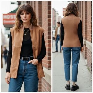 Jean Pierre L 90s Contemporary Cottagecore Cabincore Suedette Wool Knit Vest